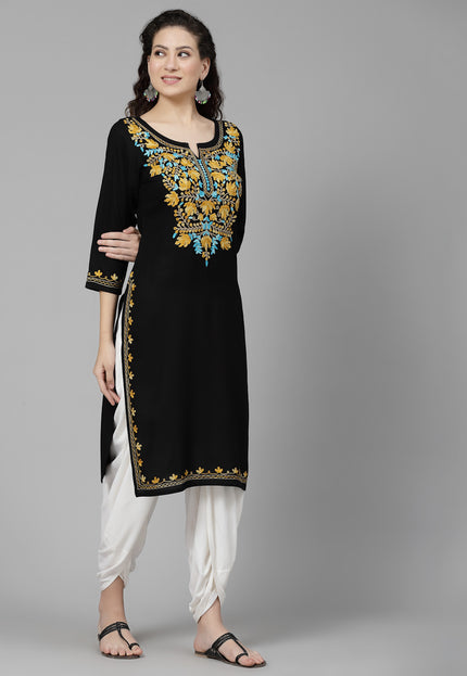 Black Aari Long Kurti For Women