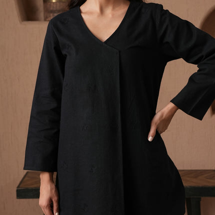 Qazmi Women's Cotton Linen Kashmiri Aari Work CoOrd Set