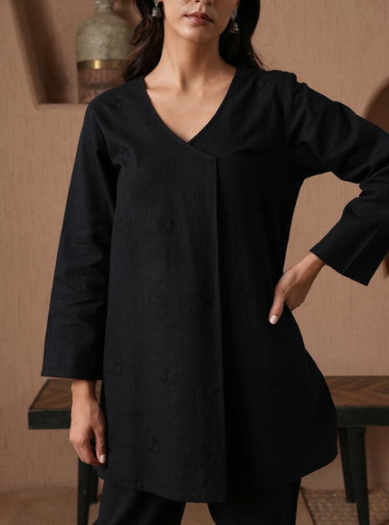 Qazmi Women's Cotton Linen Kashmiri Aari Work CoOrd Set
