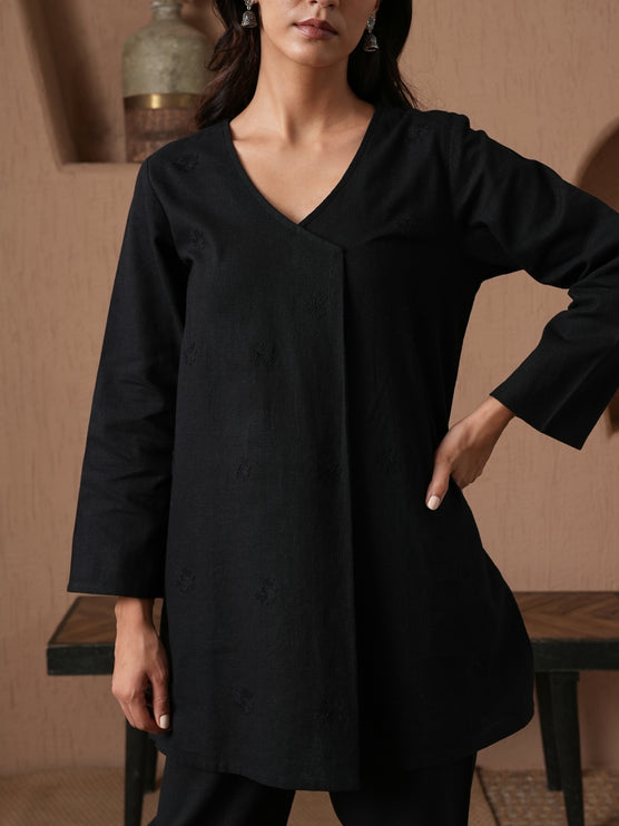 Qazmi Women's Cotton Linen Kashmiri Aari Work CoOrd Set