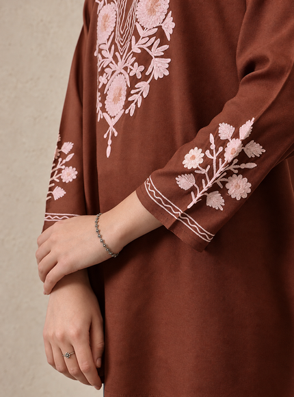 Qazmi Women's Kashmiri A-Line  Flared Kurti