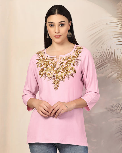 Aliyna Pink Short Kurti For Women