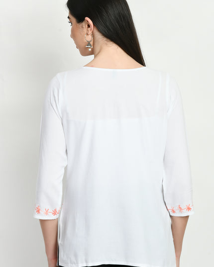 White Peach Kerry Short Kurti For Women