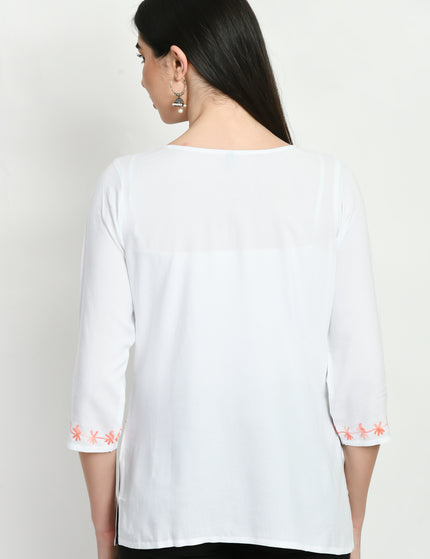 White Peach Kerry Short Kurti For Women