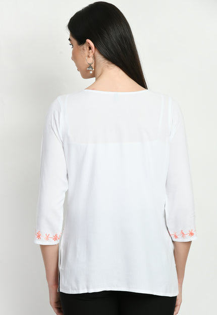 White Peach Kerry Short Kurti For Women