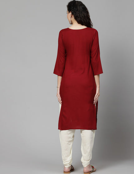 Tila Work Maroon Long Kurti For Women
