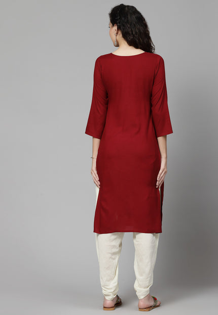 Tila Work Maroon Long Kurti For Women