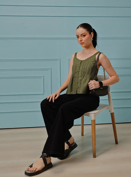 Qazmi Women's Cotton Linen Tank Top