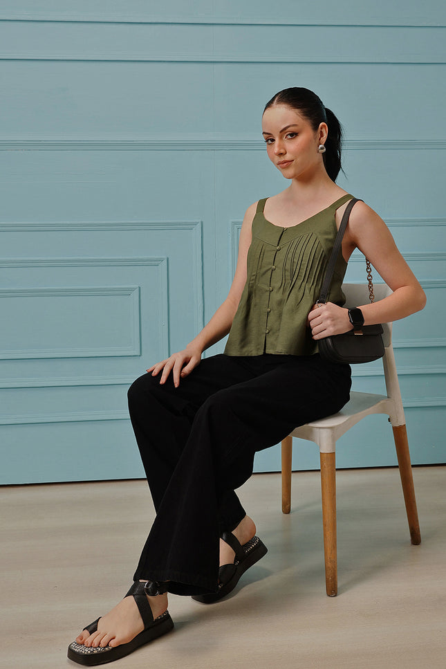 Qazmi Women's Cotton Linen Tank Top