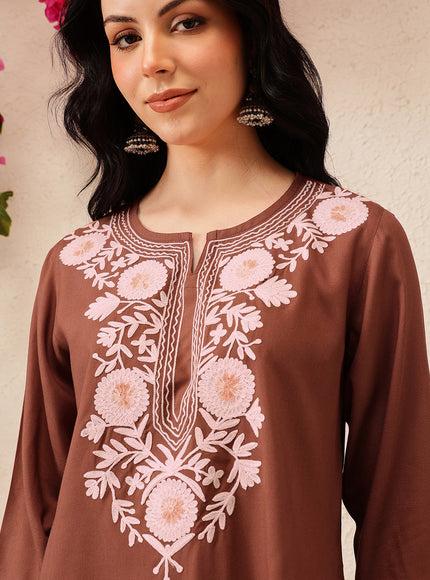 Qazmi Women's Kashmiri A-Line  Flared Kurti