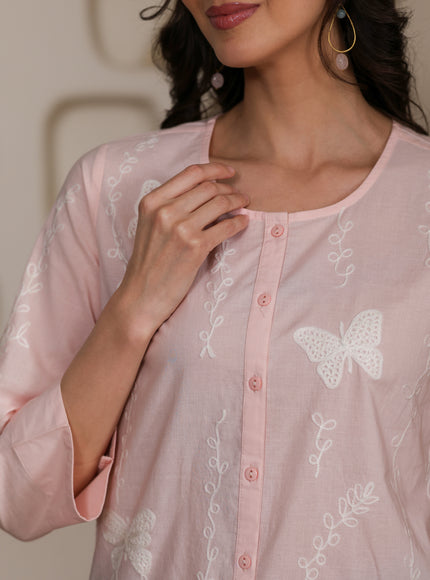 Qazmi Women Aari Embroidered Pure Cotton Buttoned Top