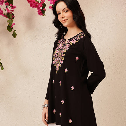 Qazmi Women's Kashmiri A-Line  Flared Kurti