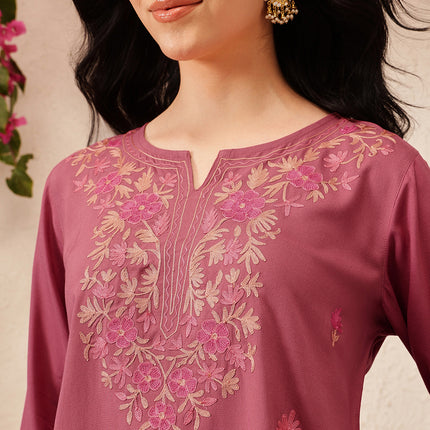 Qazmi Women's Kashmiri A-Line  Flared Kurti