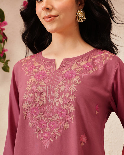 Qazmi Women's Kashmiri A-Line  Flared Kurti