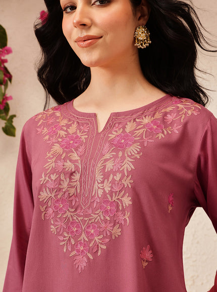Qazmi Women's Kashmiri A-Line  Flared Kurti