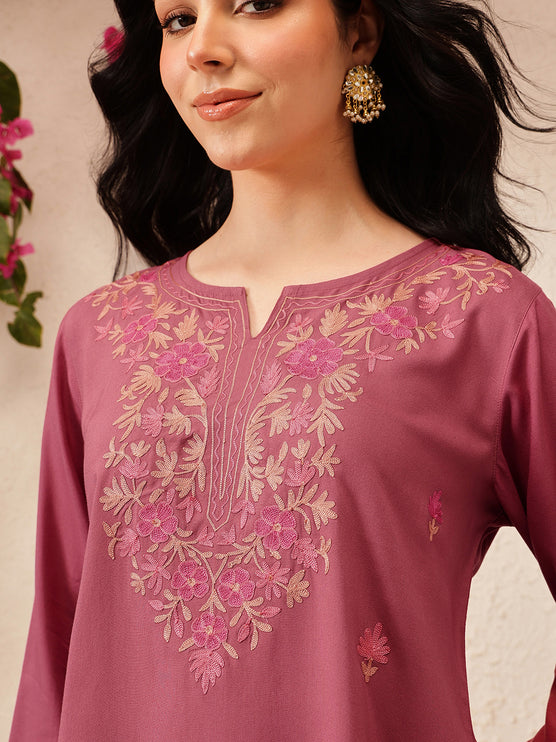 Qazmi Women's Kashmiri A-Line  Flared Kurti