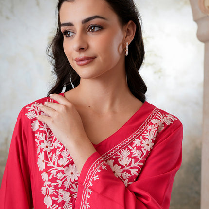 Qazmi Women's Kashmiri Aari Work Navy Blue CoOrd Set