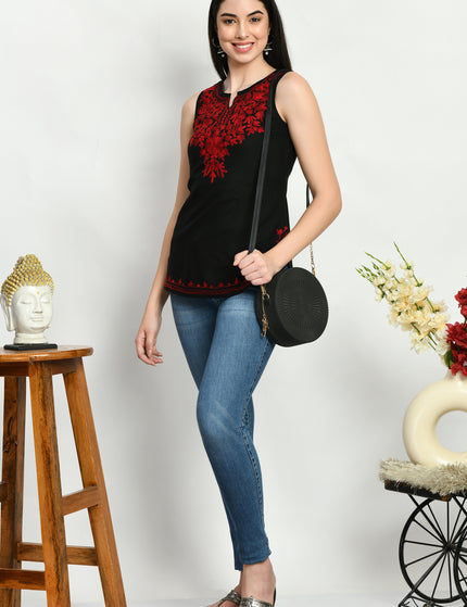 Aari Sleeveless Short Kurti For Women