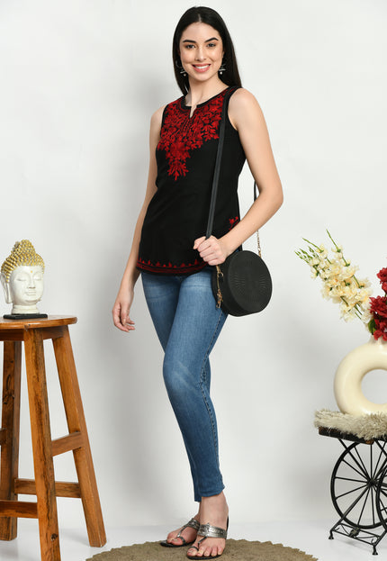 Aari Sleeveless Short Kurti For Women