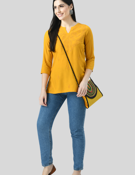 Self Chikan Short Kurti For Women