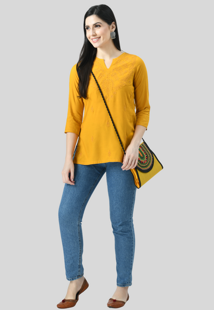 Self Chikan Short Kurti For Women