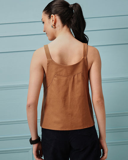 Qazmi Women's Cotton Linen Tank Top