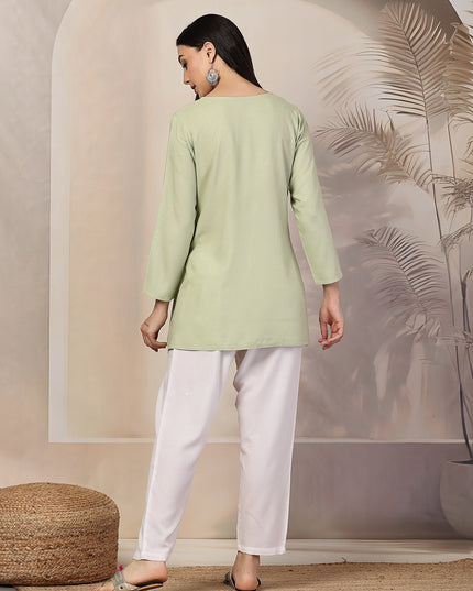 Pista Green Aari Co-Ord Set Set for Women