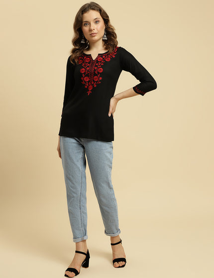 Maroon Silk Short Kurti For Women