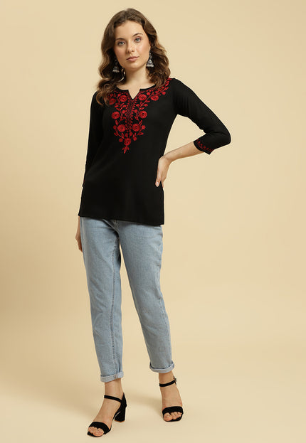 Maroon Silk Short Kurti For Women