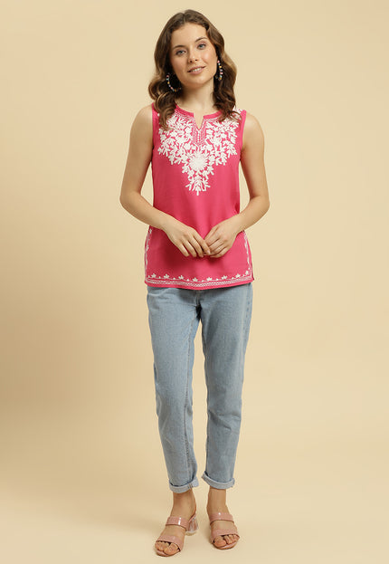 Aari Sleeveless Short Kurti For Women