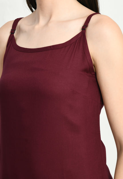 Wine Reel Sleevless Long Kurti For Women