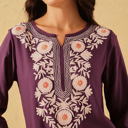 Qazmi Women's Kashmiri A-Line  Flared Kurti