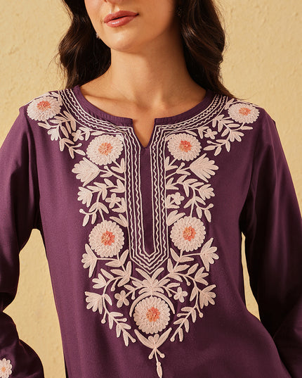 Qazmi Women's Kashmiri A-Line  Flared Kurti