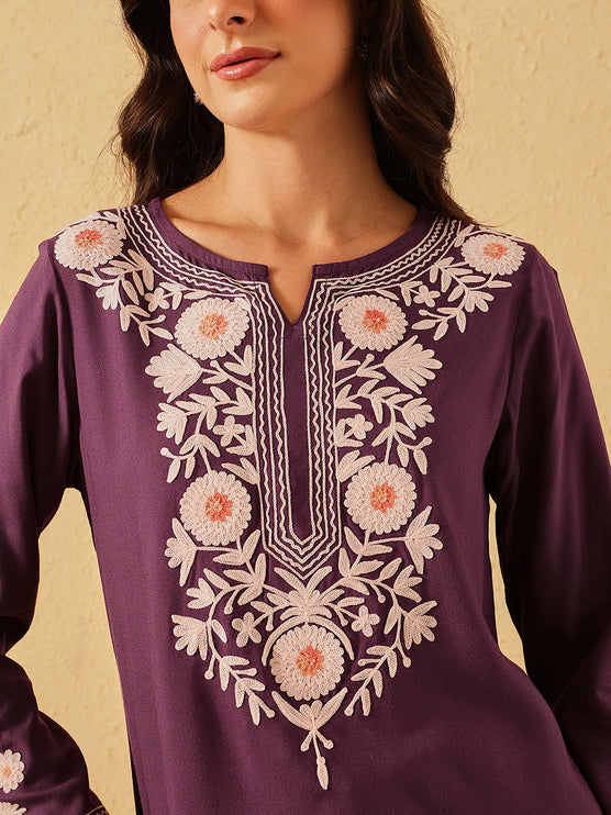 Qazmi Women's Kashmiri A-Line  Flared Kurti