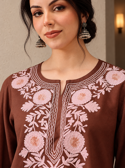 Qazmi Women's Kashmiri A-Line  Flared Kurti