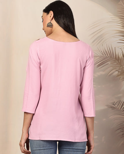 Aliyna Pink Short Kurti For Women
