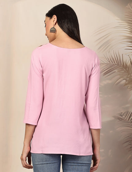 Aliyna Pink Short Kurti For Women