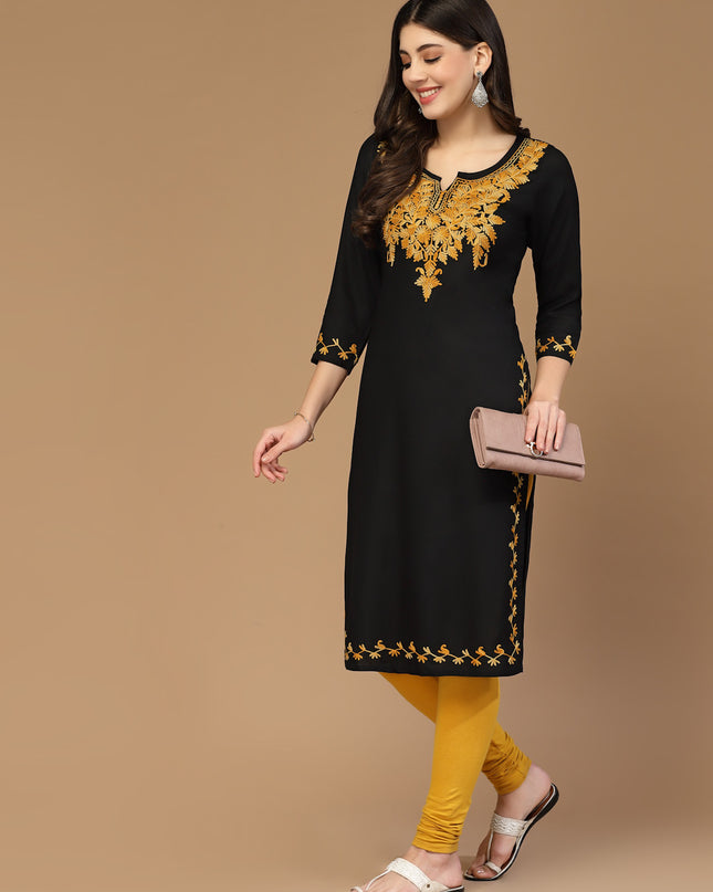 Black Kerry Long Kurti For Women