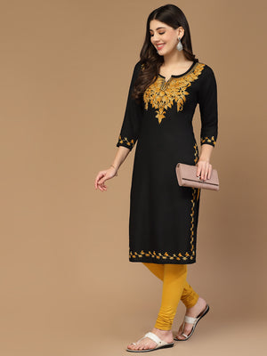Black Kerry Long Kurti For Women
