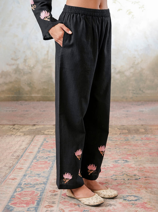 Qazmi Women's Kashmiri Chinarkari Work Olive Green CoOrd Set