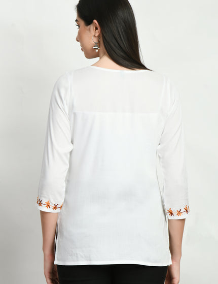 Rust Aari Short Kurti For Women