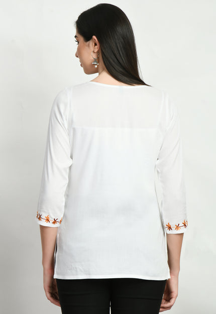 Rust Aari Short Kurti For Women