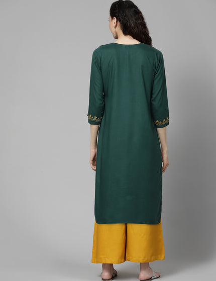 Bushra Green Aari Long Kurti For Women
