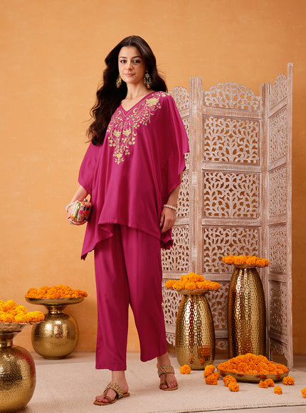 Qazmi Parvin Kashmiri Zari Work Kaftan CoOrd Set