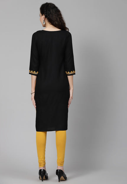 Black Chinarkari Long Kurti For Women