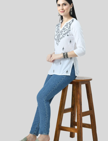 Chikan Short Kurti For Women