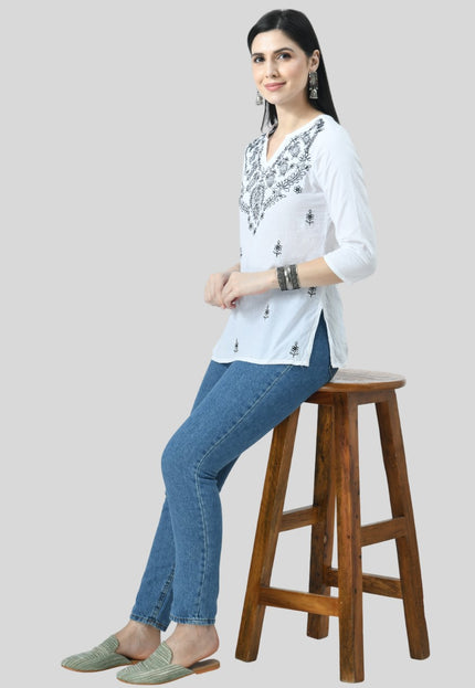 Chikan Short Kurti For Women