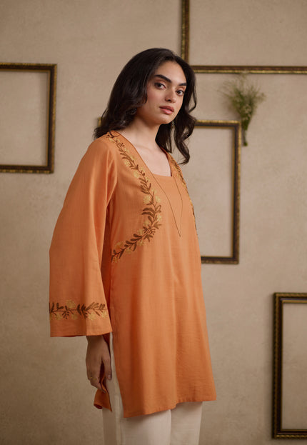 Qazmi Women Pure Cotton Square-Neck Aari