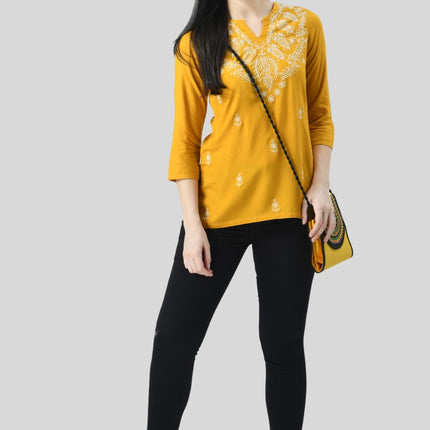 Chikan Short Kurti For Women