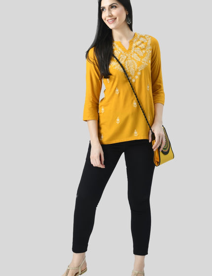 Chikan Short Kurti For Women